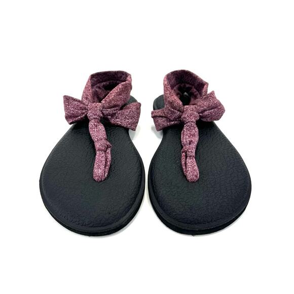 Sanuk Ella Women Yoga Foam Sandal Size 9 Burgundy Fabric Slingback Thong-Toe - Picture 3 of 10